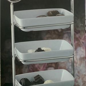 Porcelain 3 Tier with Silver- Plated Stand